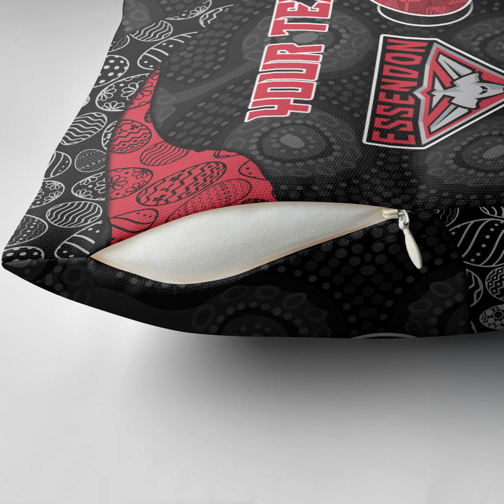 Personalized Essendon Football Pillow Cover Easter Egg Pattern Red Black Tribal Dot Art Style