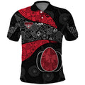 Personalized Essendon Football Polo Shirt Easter Egg Pattern Red Black Tribal Dot Art Style