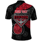 Personalized Essendon Football Polo Shirt Easter Egg Pattern Red Black Tribal Dot Art Style