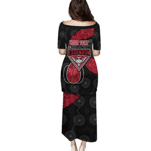 Personalized Essendon Football Puletasi Easter Egg Pattern Red Black Tribal Dot Art Style