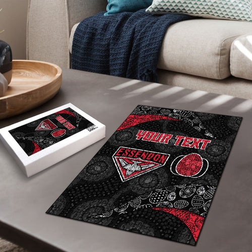 Personalized Essendon Football Puzzle Easter Egg Pattern Red Black Tribal Dot Art Style
