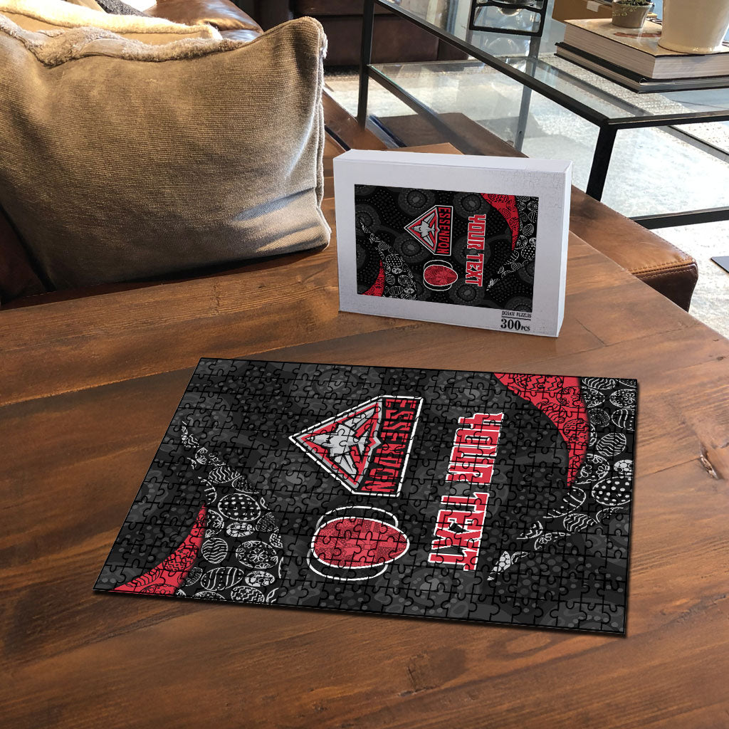 Personalized Essendon Football Puzzle Easter Egg Pattern Red Black Tribal Dot Art Style