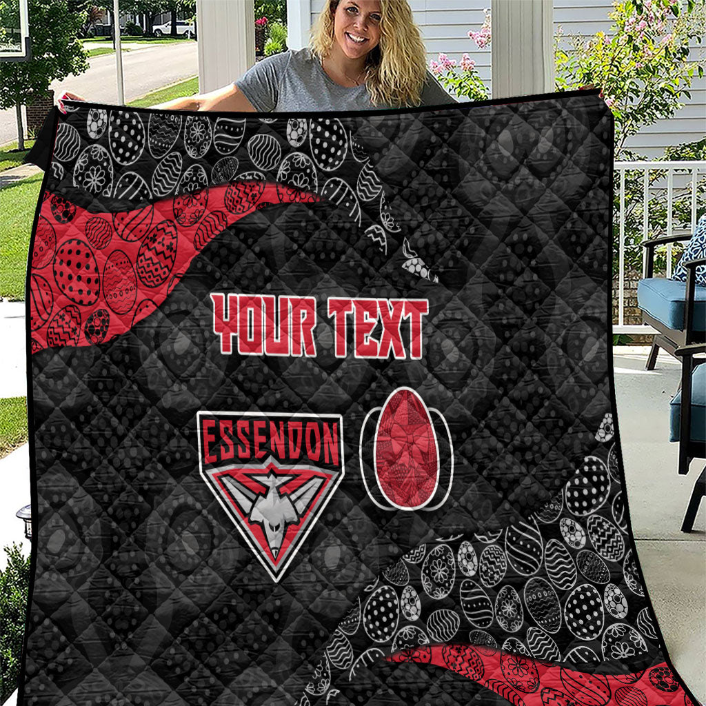 Personalized Essendon Football Quilt Easter Egg Pattern Red Black Tribal Dot Art Style
