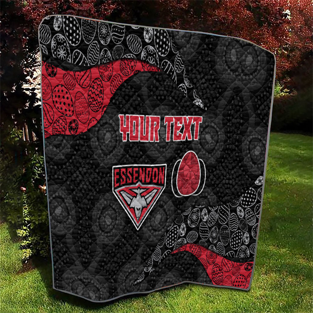 Personalized Essendon Football Quilt Easter Egg Pattern Red Black Tribal Dot Art Style