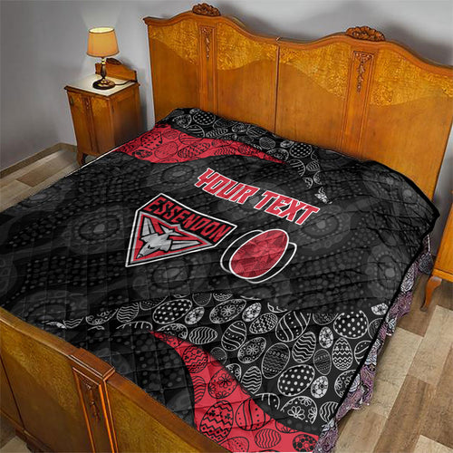 Personalized Essendon Football Quilt Easter Egg Pattern Red Black Tribal Dot Art Style