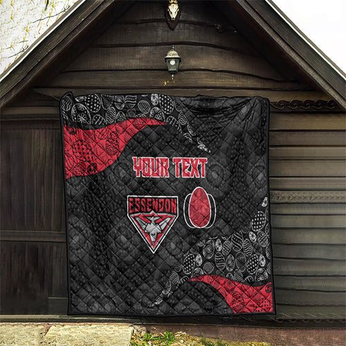Personalized Essendon Football Quilt Easter Egg Pattern Red Black Tribal Dot Art Style
