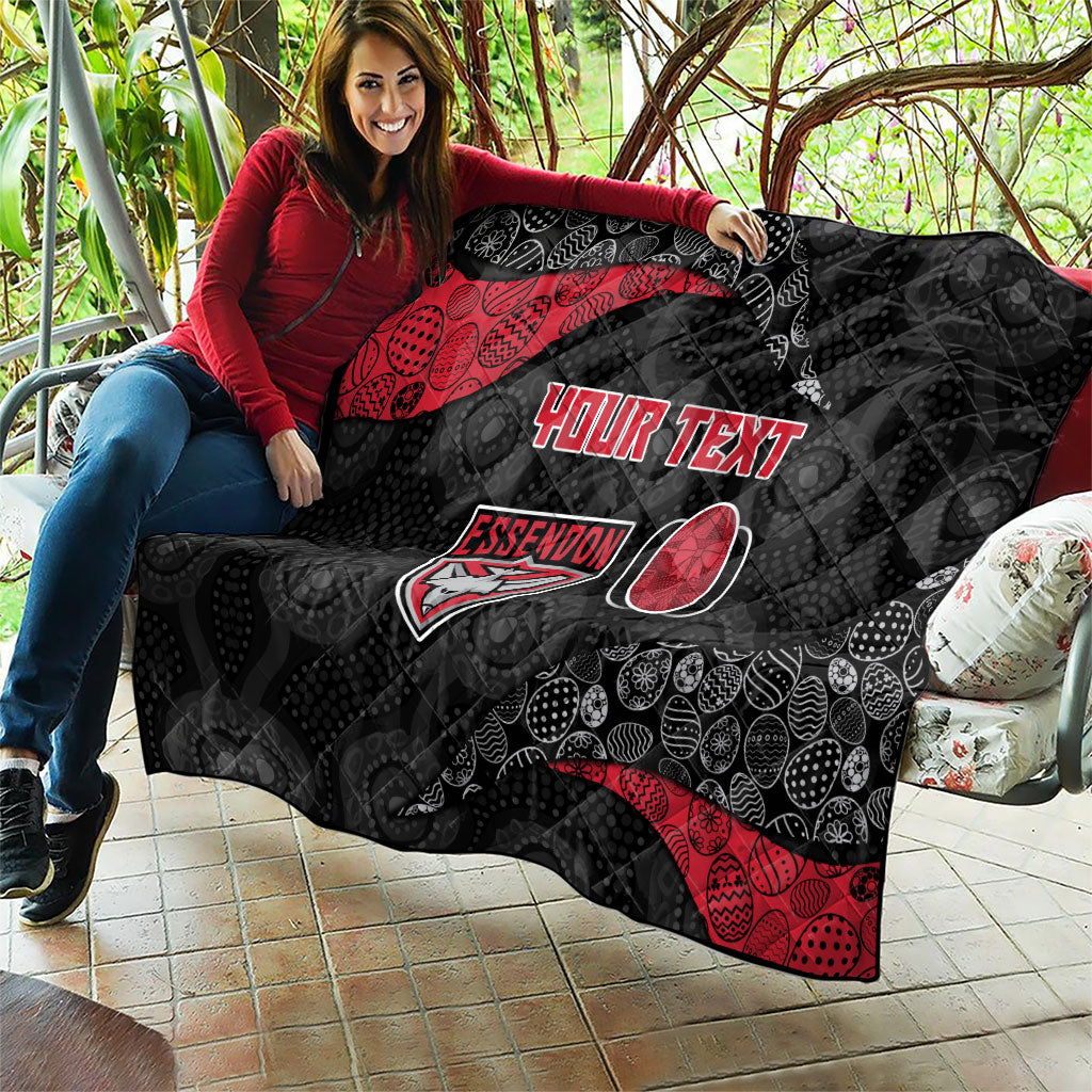 Personalized Essendon Football Quilt Easter Egg Pattern Red Black Tribal Dot Art Style