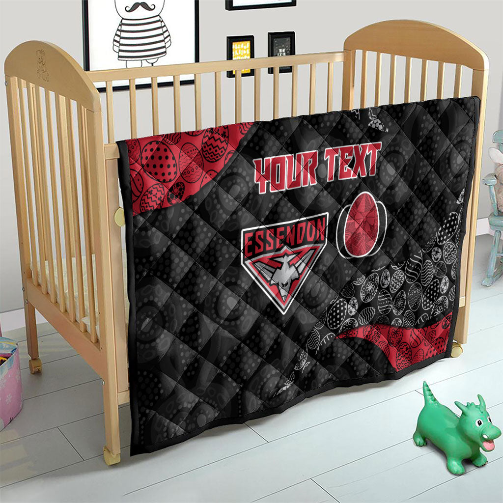 Personalized Essendon Football Quilt Easter Egg Pattern Red Black Tribal Dot Art Style