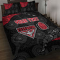 Personalized Essendon Football Quilt Bed Set Easter Egg Pattern Red Black Tribal Dot Art Style