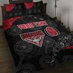 Personalized Essendon Football Quilt Bed Set Easter Egg Pattern Red Black Tribal Dot Art Style