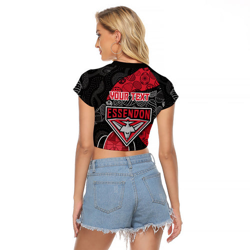 Personalized Essendon Football Raglan Cropped T Shirt Easter Egg Pattern Red Black Tribal Dot Art Style