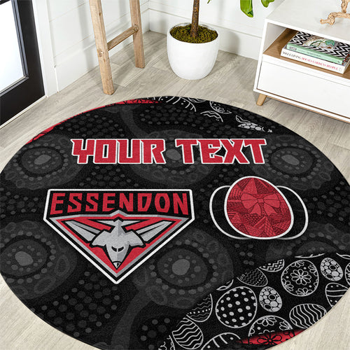 Personalized Essendon Football Round Carpet Easter Egg Pattern Red Black Tribal Dot Art Style