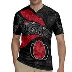 Personalized Essendon Football Rugby Jersey Easter Egg Pattern Red Black Tribal Dot Art Style