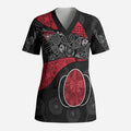 Personalized Essendon Football Scrub Top Easter Egg Pattern Red Black Tribal Dot Art Style