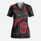 Personalized Essendon Football Scrub Top Easter Egg Pattern Red Black Tribal Dot Art Style