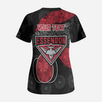 Personalized Essendon Football Scrub Top Easter Egg Pattern Red Black Tribal Dot Art Style