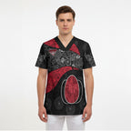 Personalized Essendon Football Scrub Top Easter Egg Pattern Red Black Tribal Dot Art Style