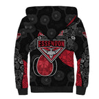 Personalized Essendon Football Sherpa Hoodie Easter Egg Pattern Red Black Tribal Dot Art Style
