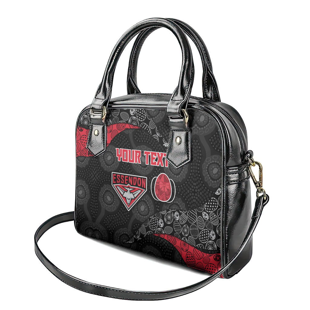 Personalized Essendon Football Shoulder Handbag Easter Egg Pattern Red Black Tribal Dot Art Style