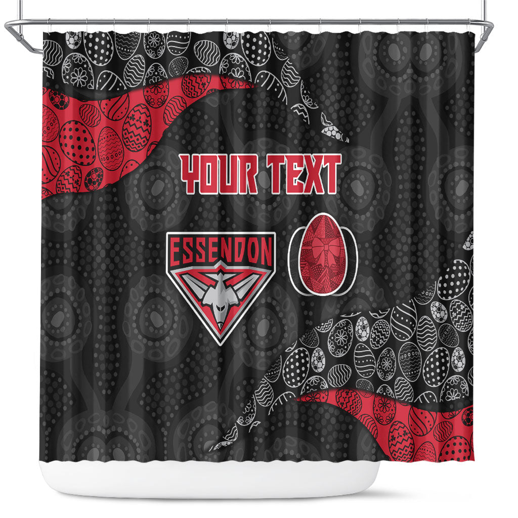 Personalized Essendon Football Shower Curtain Easter Egg Pattern Red Black Tribal Dot Art Style
