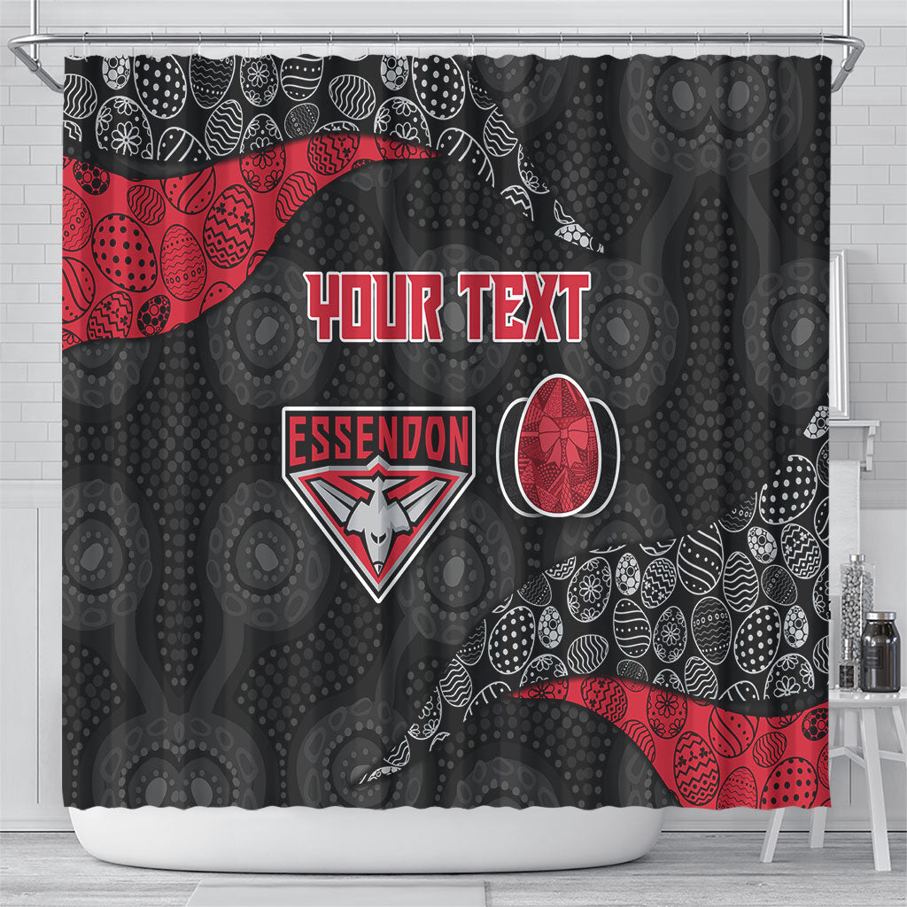 Personalized Essendon Football Shower Curtain Easter Egg Pattern Red Black Tribal Dot Art Style