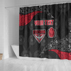 Personalized Essendon Football Shower Curtain Easter Egg Pattern Red Black Tribal Dot Art Style