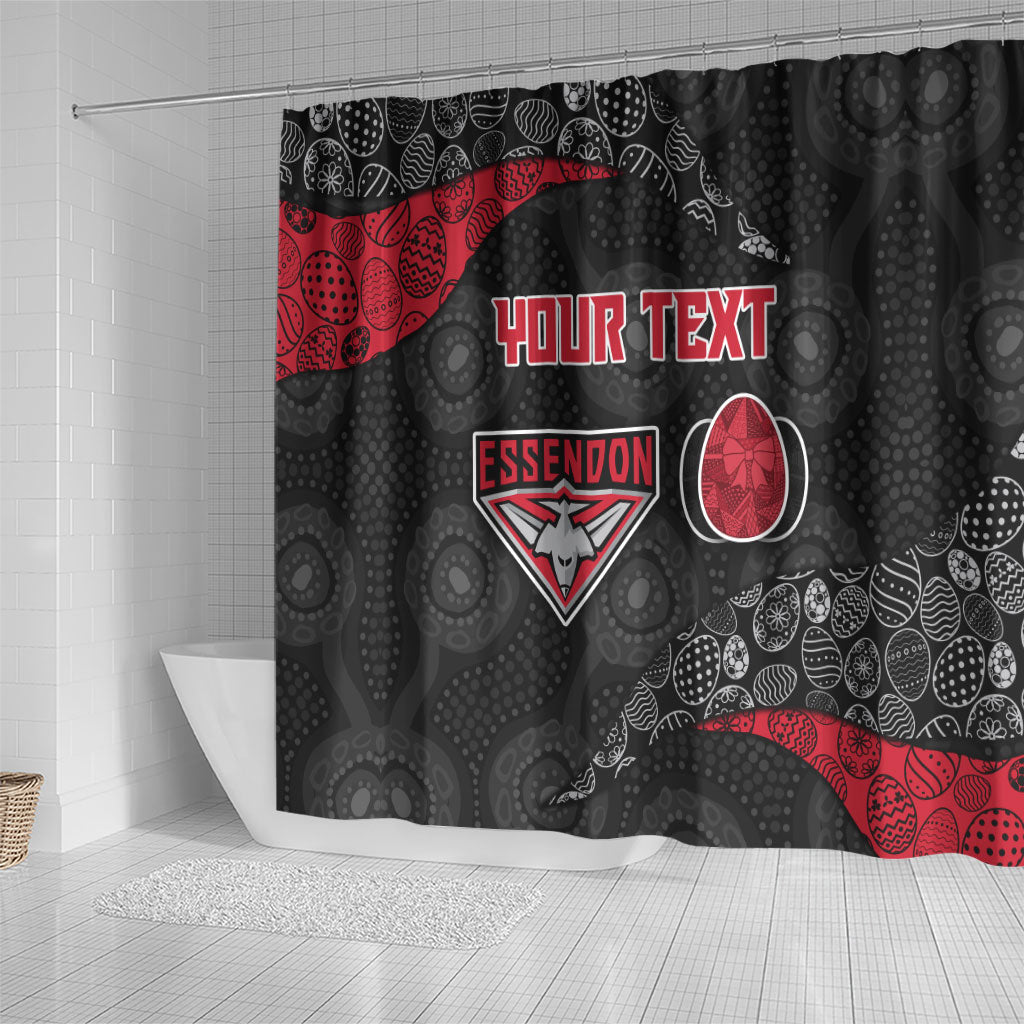 Personalized Essendon Football Shower Curtain Easter Egg Pattern Red Black Tribal Dot Art Style