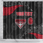 Personalized Essendon Football Shower Curtain Easter Egg Pattern Red Black Tribal Dot Art Style