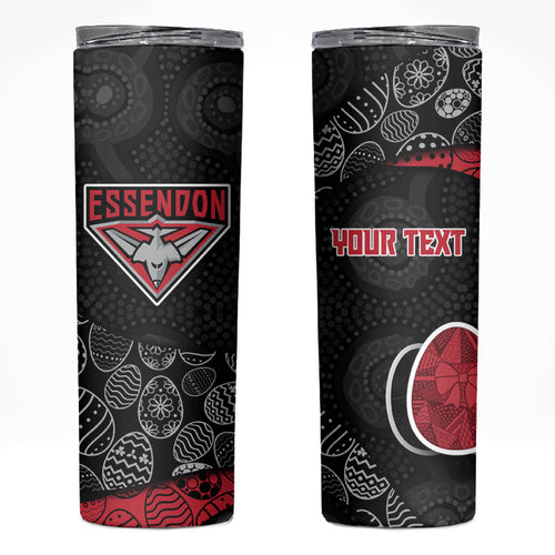 Personalized Essendon Football Skinny Tumbler Easter Egg Pattern Red Black Tribal Dot Art Style