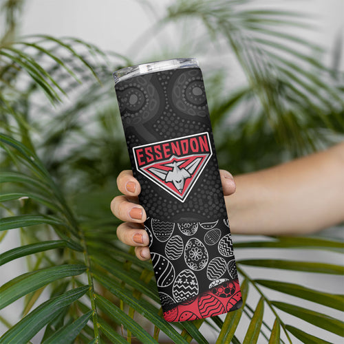 Personalized Essendon Football Skinny Tumbler Easter Egg Pattern Red Black Tribal Dot Art Style