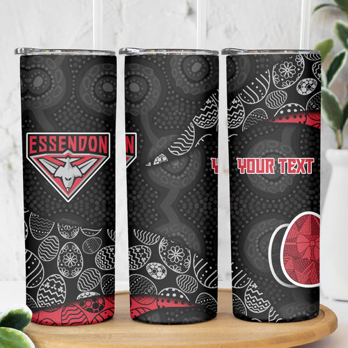 Personalized Essendon Football Skinny Tumbler Easter Egg Pattern Red Black Tribal Dot Art Style