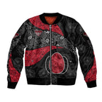 Personalized Essendon Football Sleeve Zip Bomber Jacket Easter Egg Pattern Red Black Tribal Dot Art Style