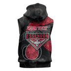 Personalized Essendon Football Sleeveless Hoodie Easter Egg Pattern Red Black Tribal Dot Art Style