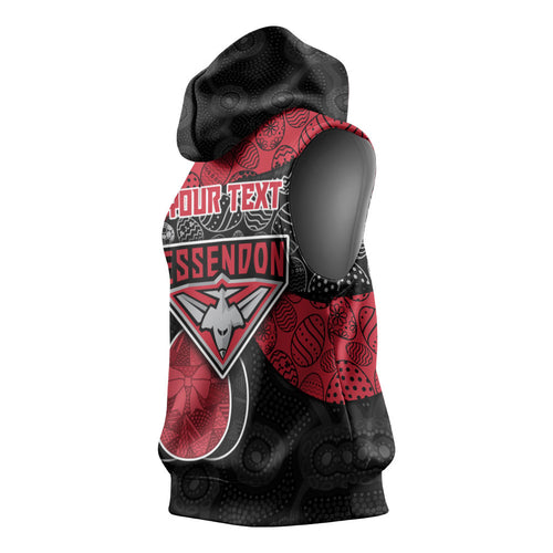 Personalized Essendon Football Sleeveless Hoodie Easter Egg Pattern Red Black Tribal Dot Art Style