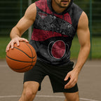 Personalized Essendon Football Sleeveless Hoodie Easter Egg Pattern Red Black Tribal Dot Art Style