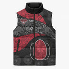 Personalized Essendon Football Sleeveless Puffer Jacket Easter Egg Pattern Red Black Tribal Dot Art Style