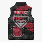 Personalized Essendon Football Sleeveless Puffer Jacket Easter Egg Pattern Red Black Tribal Dot Art Style