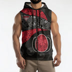 Personalized Essendon Football Sleeveless Zip Hoodie Easter Egg Pattern Red Black Tribal Dot Art Style