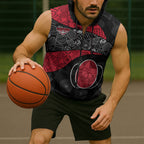 Personalized Essendon Football Sleeveless Zip Hoodie Easter Egg Pattern Red Black Tribal Dot Art Style