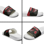 Personalized Essendon Football Slide Sandals Easter Egg Pattern Red Black Tribal Dot Art Style