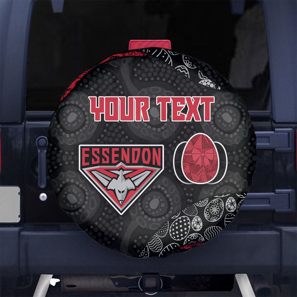 Personalized Essendon Football Spare Tire Cover Easter Egg Pattern Red Black Tribal Dot Art Style