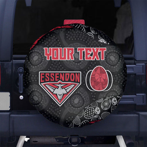 Personalized Essendon Football Spare Tire Cover Easter Egg Pattern Red Black Tribal Dot Art Style