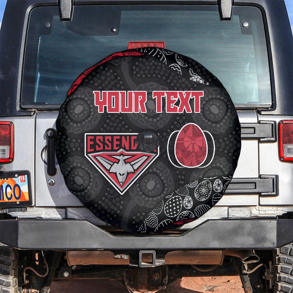 Personalized Essendon Football Spare Tire Cover Easter Egg Pattern Red Black Tribal Dot Art Style