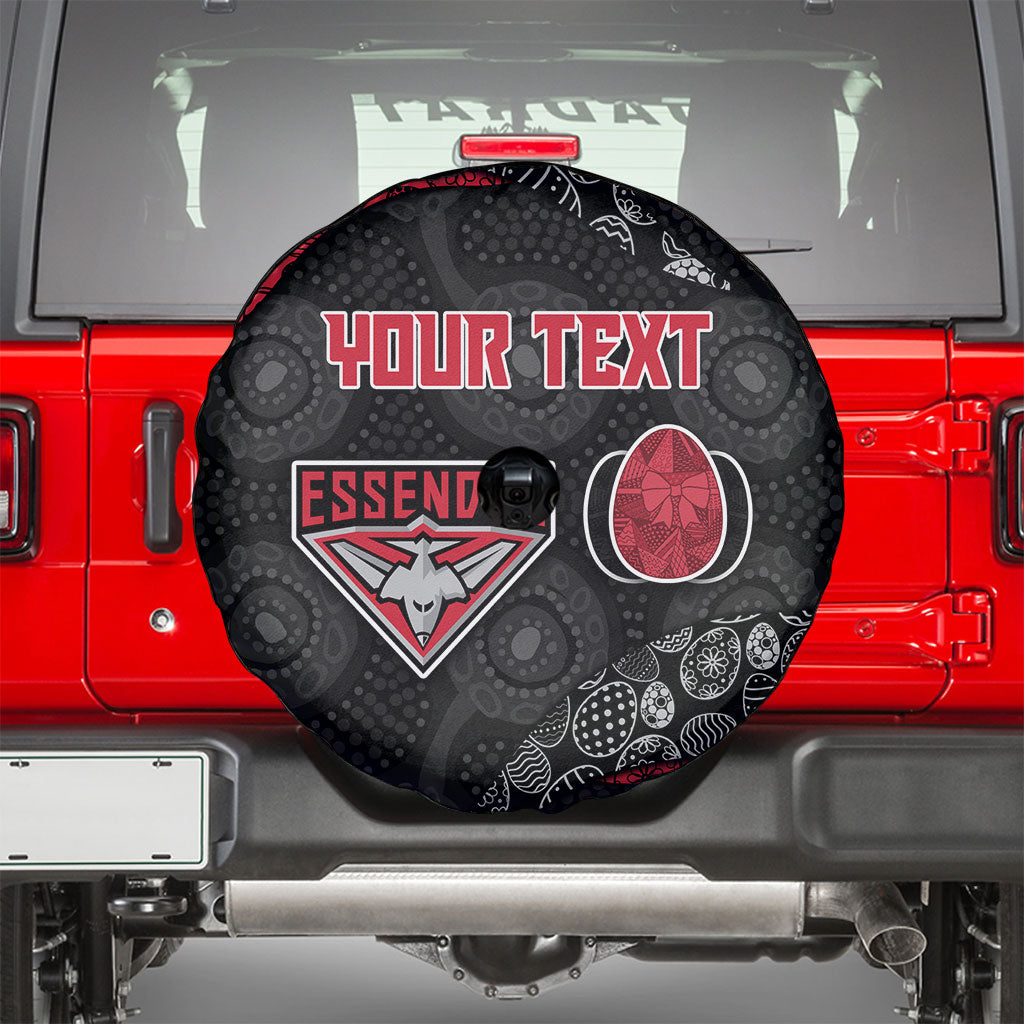 Personalized Essendon Football Spare Tire Cover Easter Egg Pattern Red Black Tribal Dot Art Style