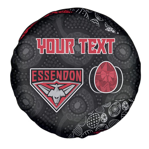 Personalized Essendon Football Spare Tire Cover Easter Egg Pattern Red Black Tribal Dot Art Style