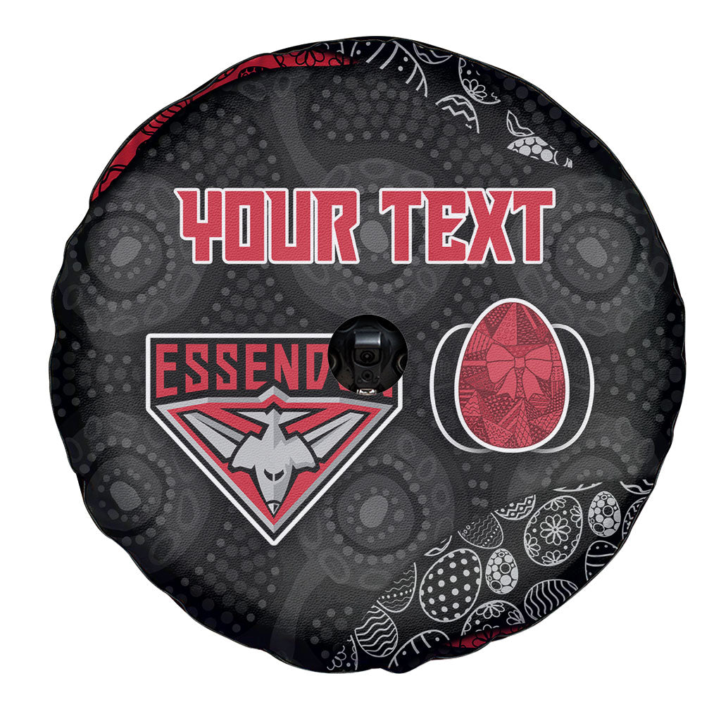 Personalized Essendon Football Spare Tire Cover Easter Egg Pattern Red Black Tribal Dot Art Style