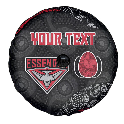 Personalized Essendon Football Spare Tire Cover Easter Egg Pattern Red Black Tribal Dot Art Style