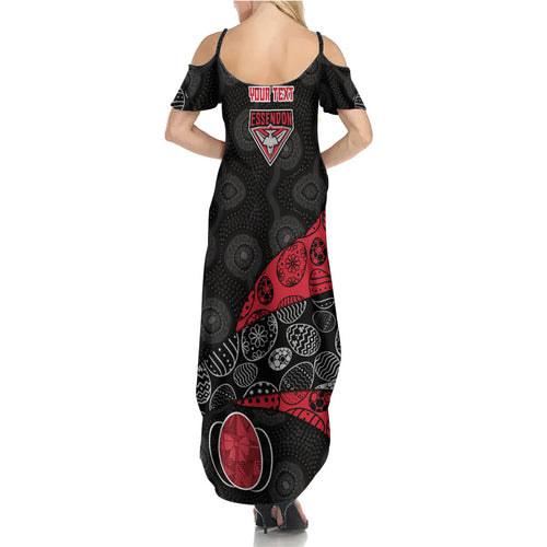 Personalized Essendon Football Summer Maxi Dress Easter Egg Pattern Red Black Tribal Dot Art Style