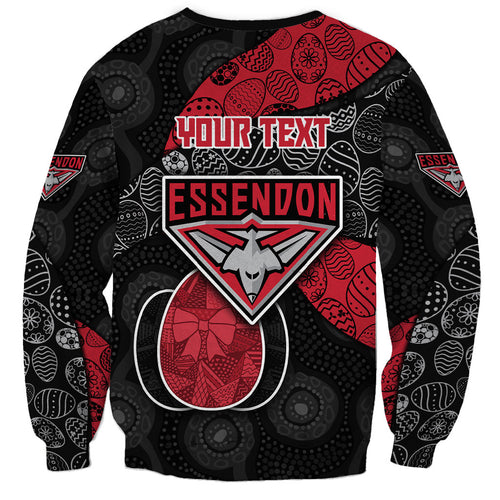 Personalized Essendon Football Sweatshirt Easter Egg Pattern Red Black Tribal Dot Art Style