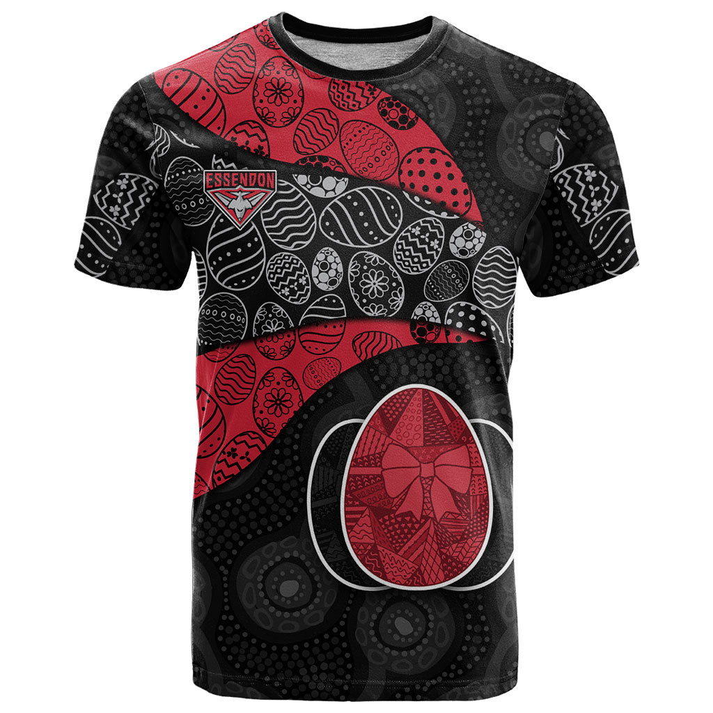 Personalized Essendon Football T Shirt Easter Egg Pattern Red Black Tribal Dot Art Style
